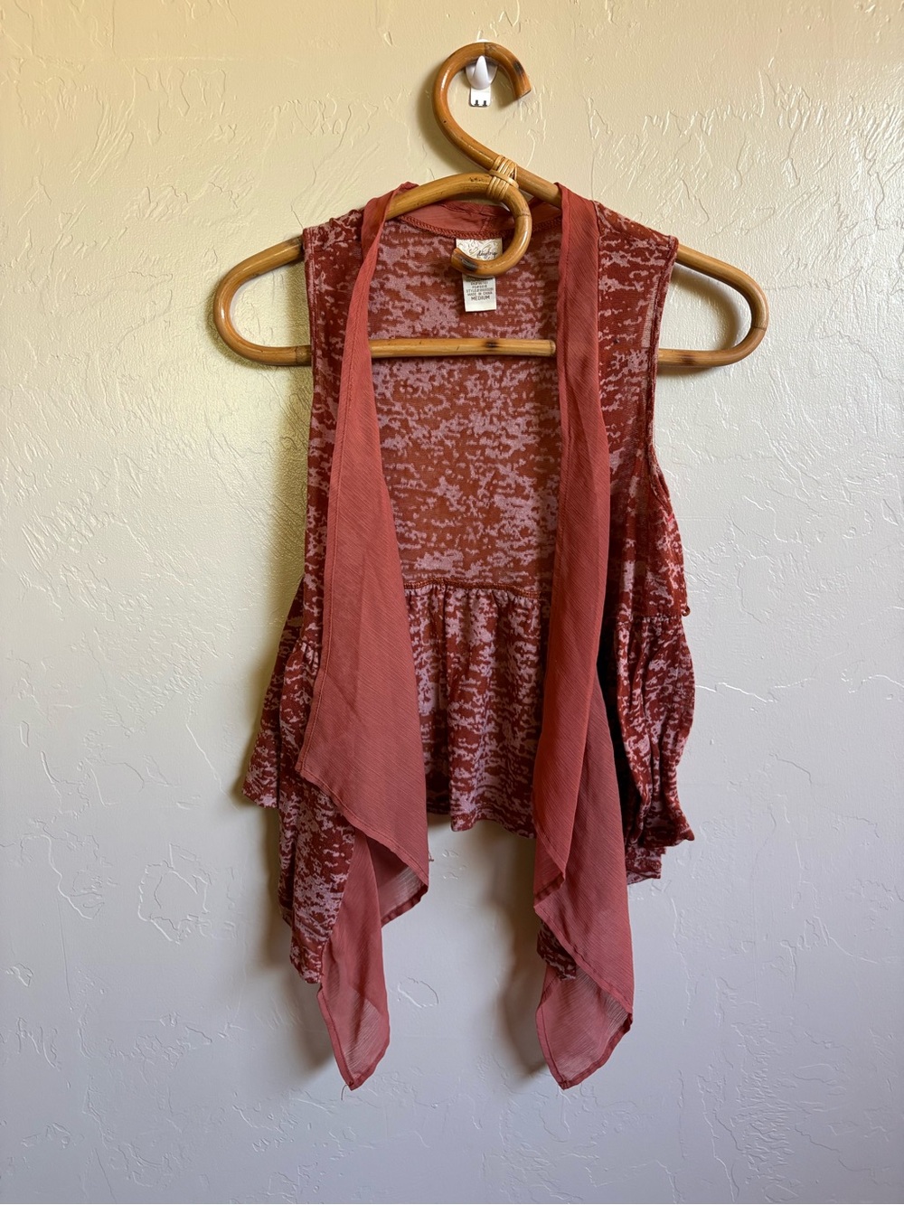 Daytrip x Buckle Burnout Chiffon Burnt Orange Vest Ruffle Back Light Size Medium